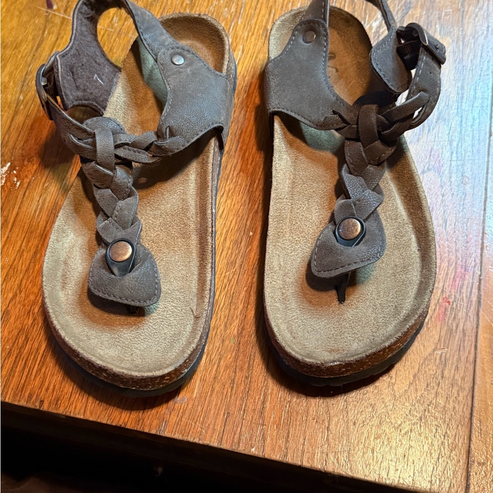 Natural Reflections Dark Brown Braided Sandals